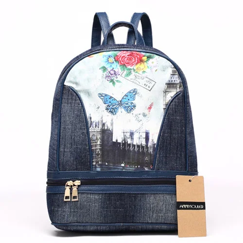 AnnaMouler New Design Denim Backpack for Girls No 1