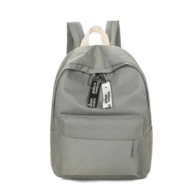 AnnaMouler Preppy Style Solid Type Backpack Grey