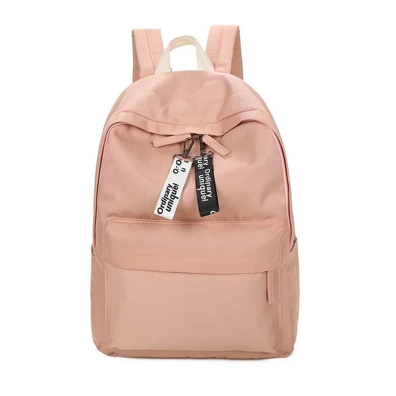 AnnaMouler Preppy Style Solid Type Backpack Pink