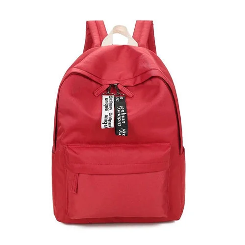 AnnaMouler Preppy Style Solid Type Backpack Red