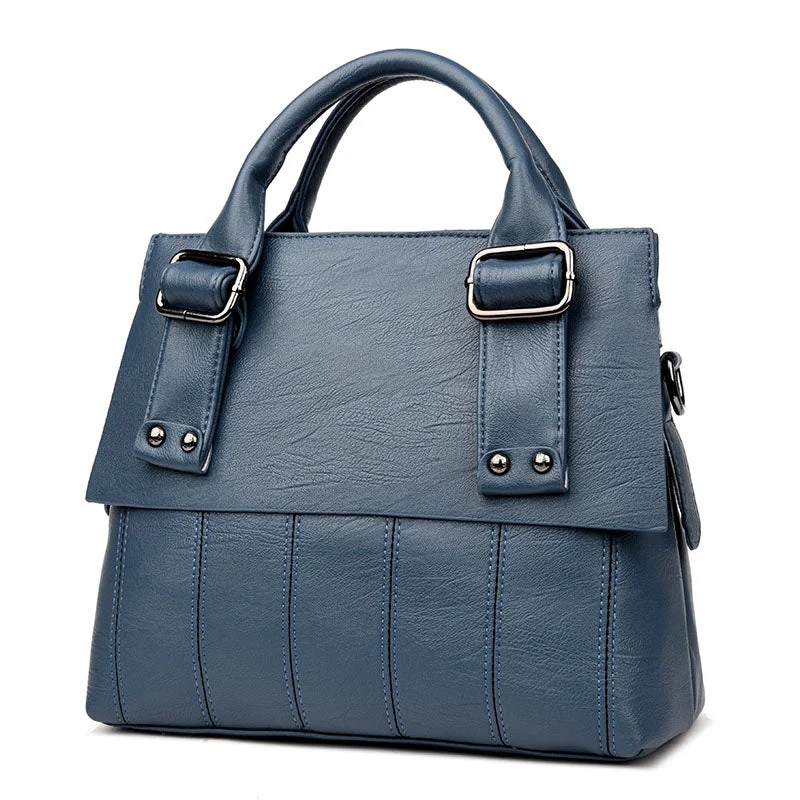 AnnaMouler Trendy PU Leather Handbag Blue