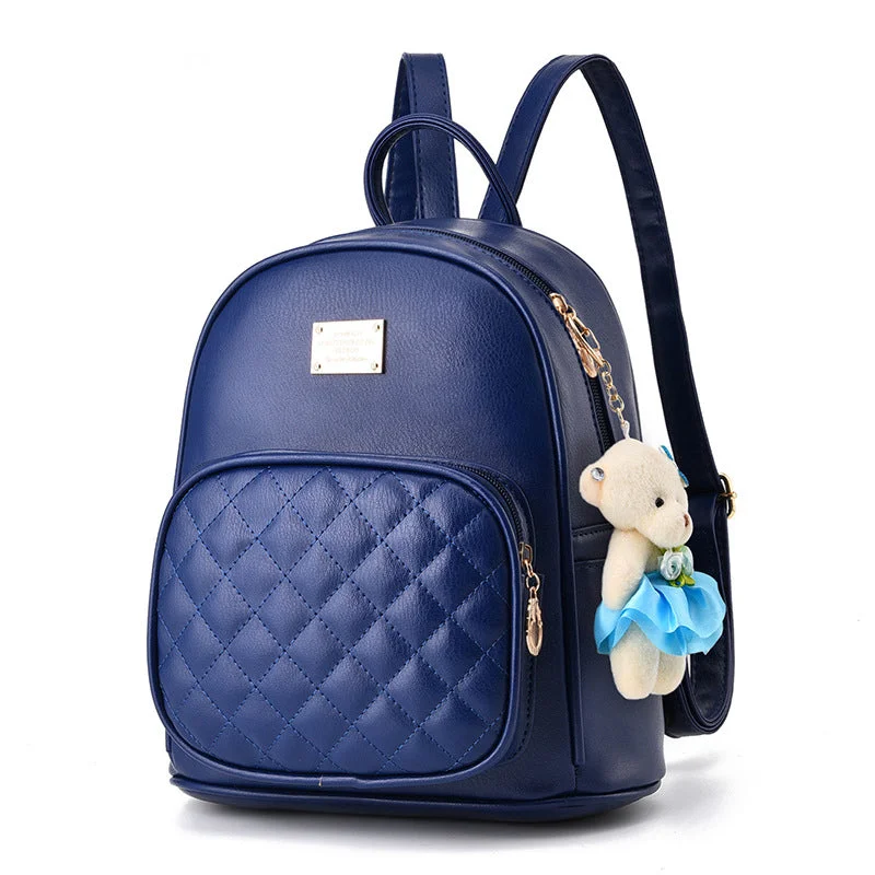 AnnaMouler Vintage PU Leather Backpack for Women Blue