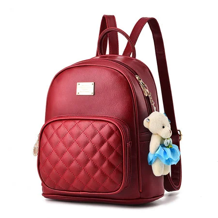 AnnaMouler Vintage PU Leather Backpack for Women Red