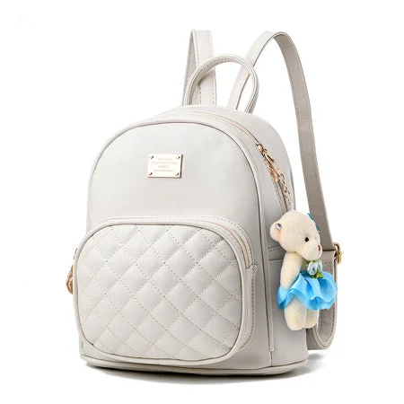 AnnaMouler Vintage PU Leather Backpack for Women White