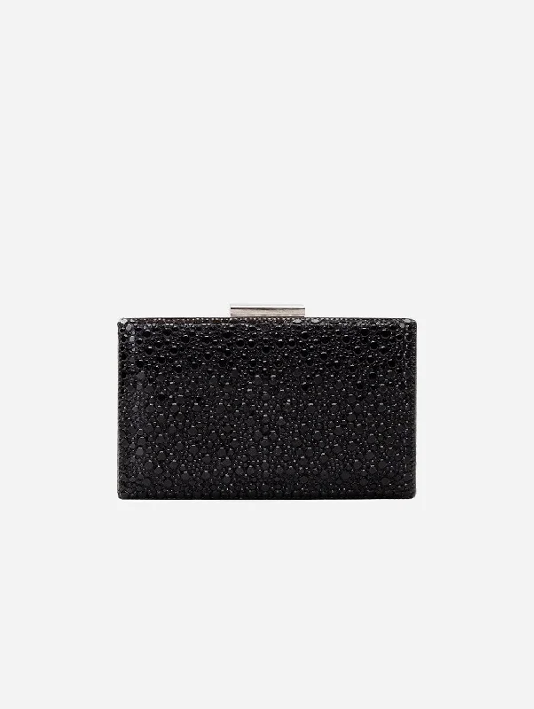 Clara Vegan Sequin Glitter Clutch | Black