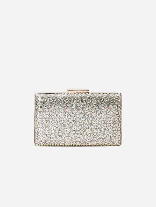 Clara Vegan Sequin Glitter Clutch | Sparkling Silver