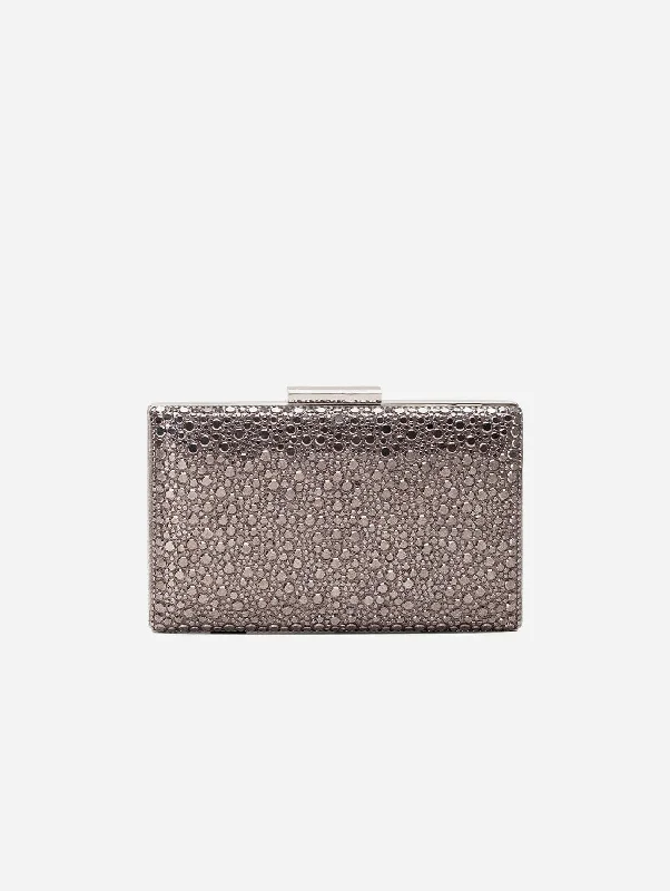 Clara Vegan Sequin Glitter Clutch | Grey