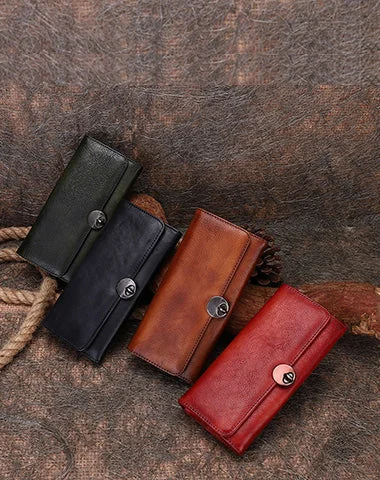 Classic womens Leather Flip Long Wallet Phone Wallet Clutch Wallet for Ladies