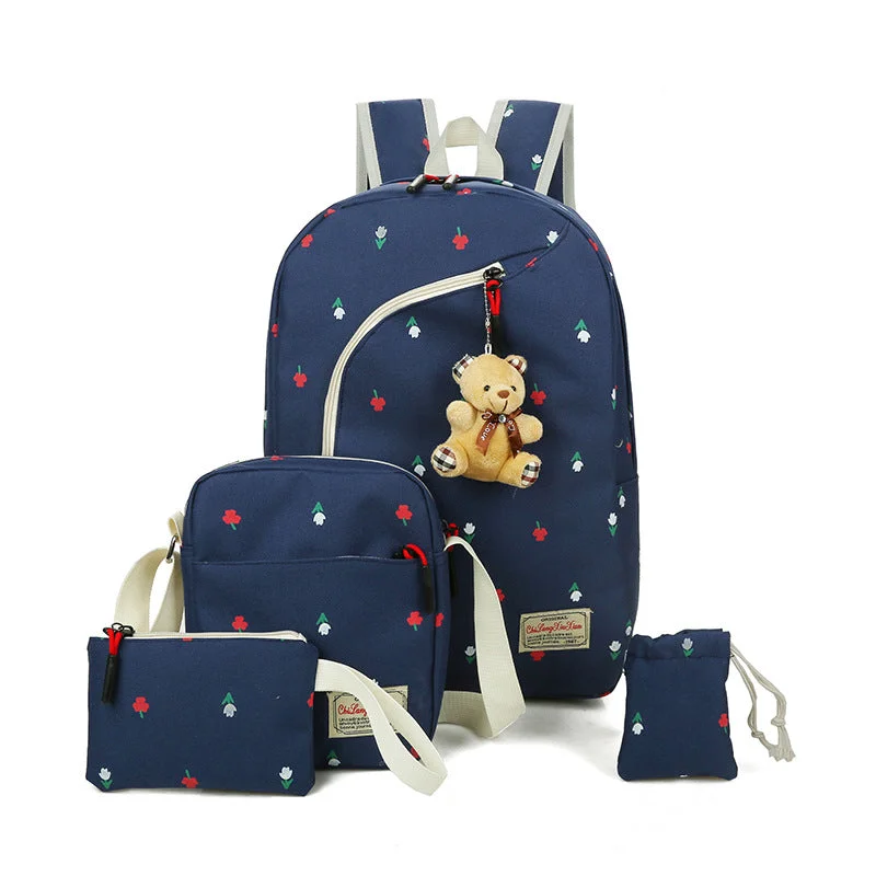 Fashion Canvas Backpack for Women Blue