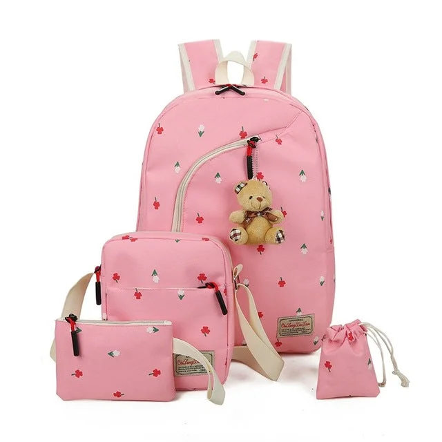 Fashion Canvas Backpack for Women Pink