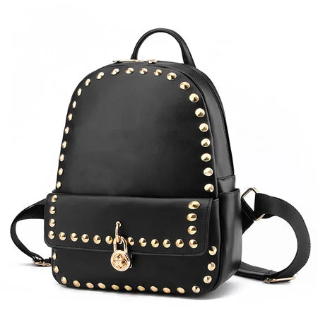 Fashion Rivet Student Backpack Black