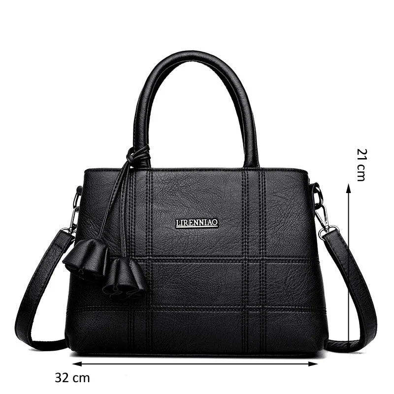 Fashionable Casual PU Leather Handbag Black