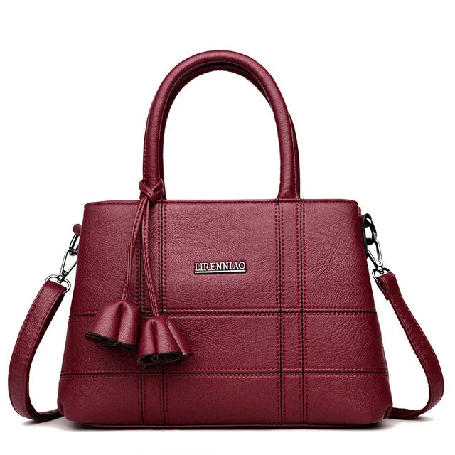 Fashionable Casual PU Leather Handbag Red