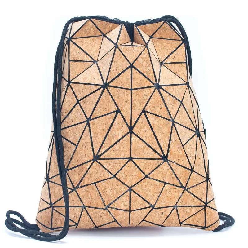 Geometric Drawstring  cork Backpack Sports BAG-2065