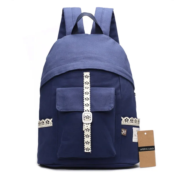 High Quality Canvas Large Capacity Backpack Blue