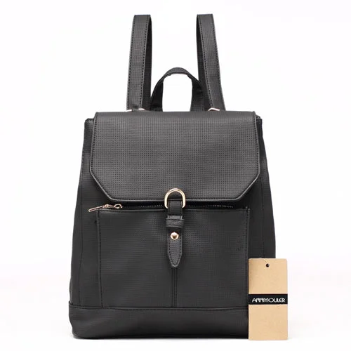 High Quality Fashion Leather Backpack Black