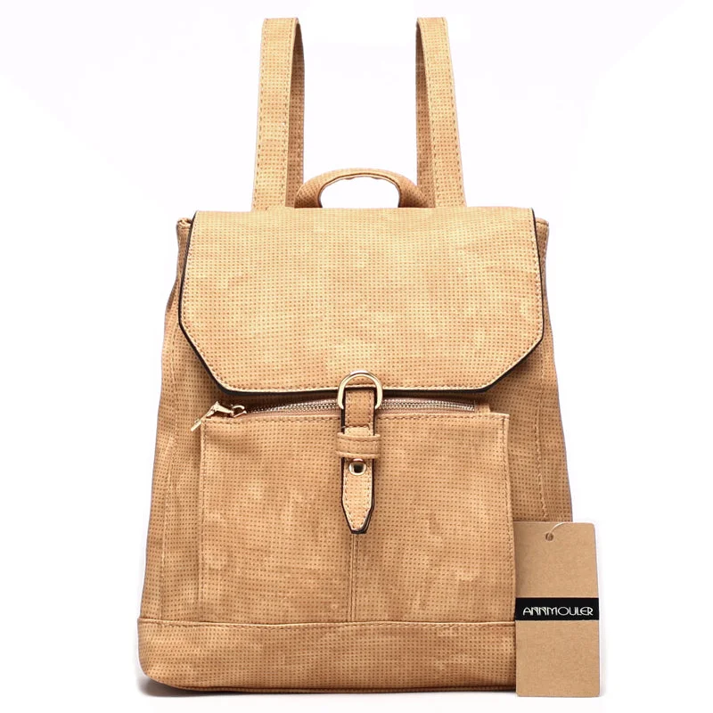 High Quality Fashion Leather Backpack Khaki