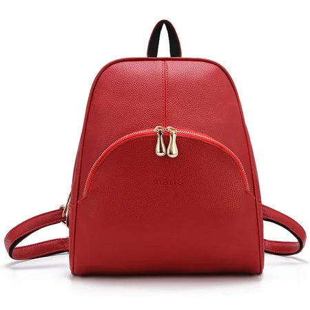 Large Capacity AnnaMouler Brand PU Leather Backpack Red