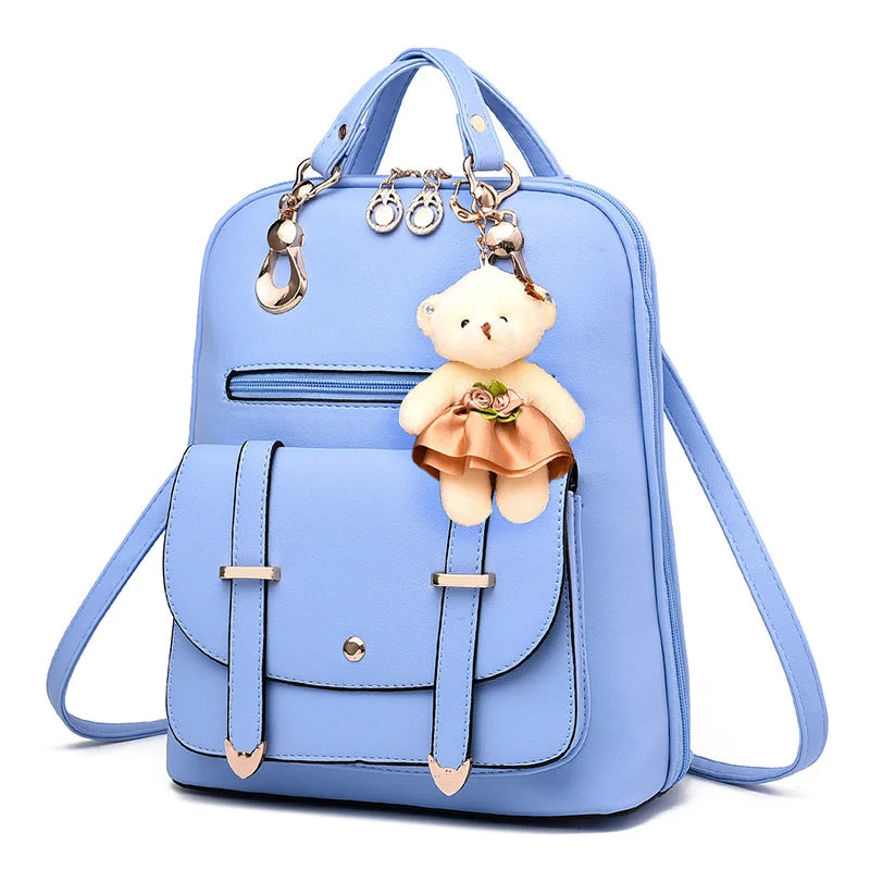 Large Capacity Women Fashion Backpack Light Blue