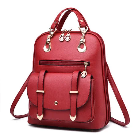 Large Capacity Women Fashion Backpack Red