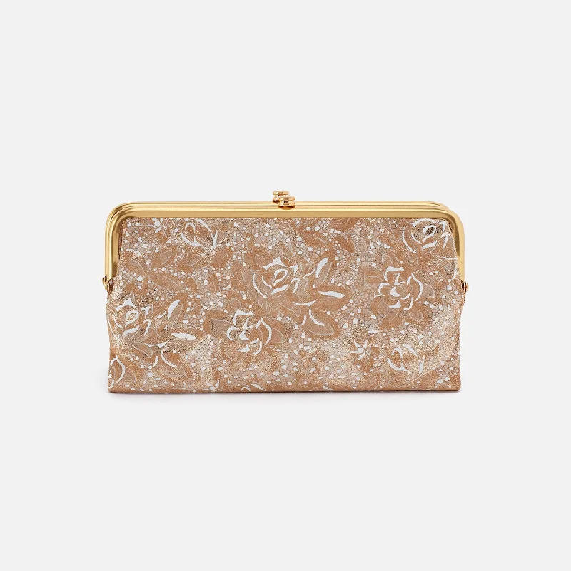 Lauren Clutch-Wallet In Printed Leather - Gilded Petals