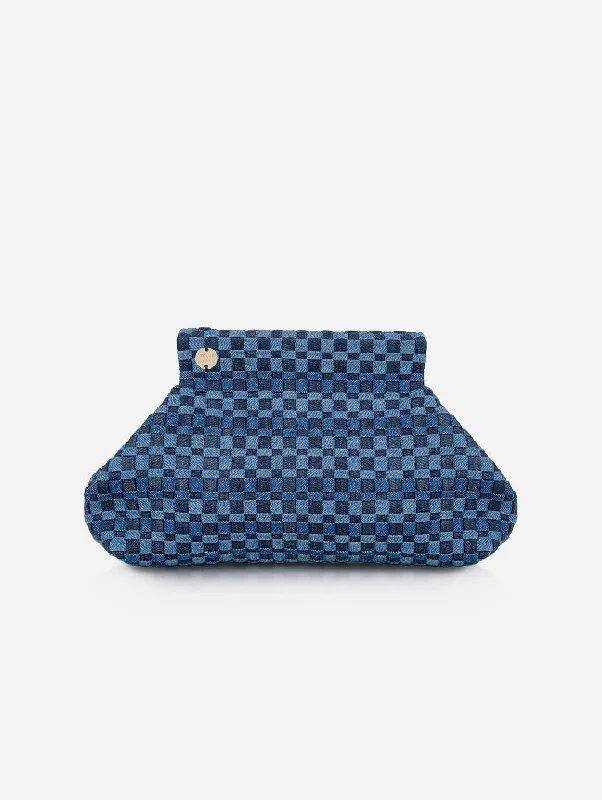 Lilis Medium Frame Denim Clutch Bag | Blue