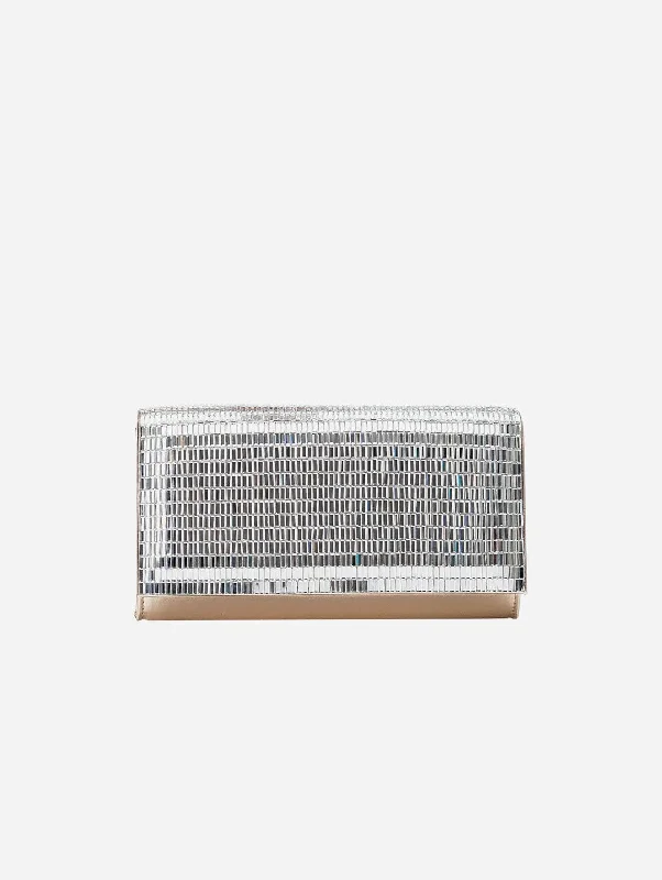 Lorena Vegan Vertical Sequin Clutch | Silver