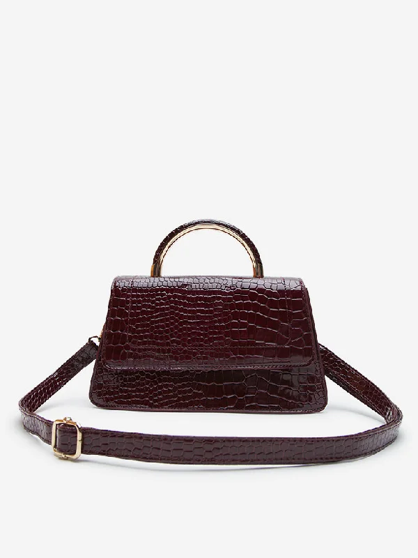 LOV Maroon Textured Sling Bag