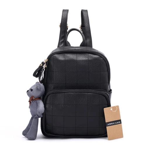 Lovely Vintage PU Leather Backpack Black