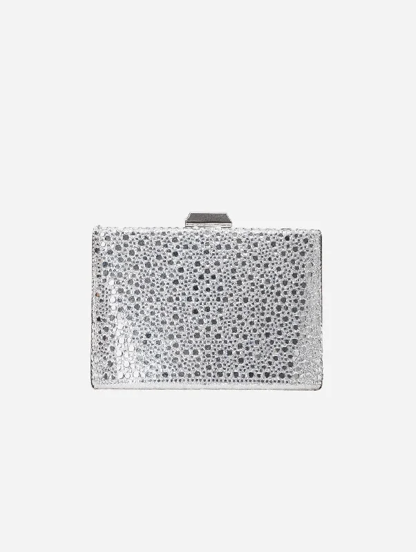 Marla Vegan Sequin Evening Clutch | Silver