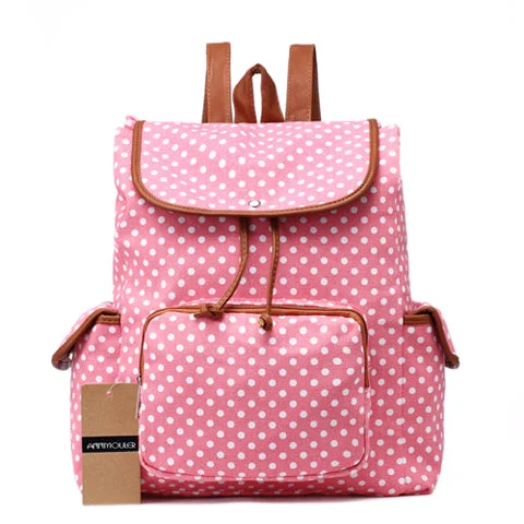 New Fashion Polka Dots Design Backpack Pink