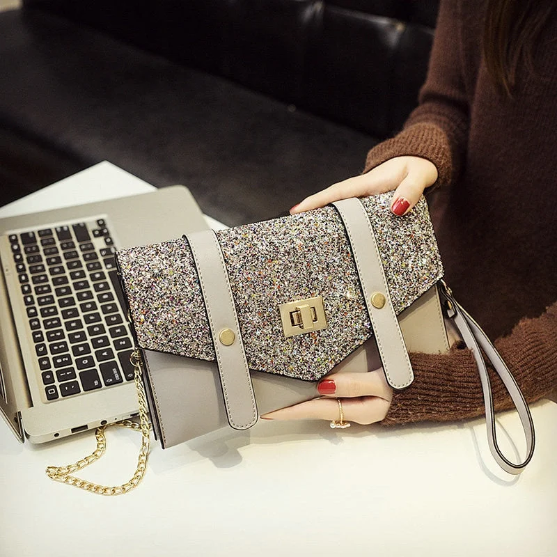 QIAOBAO 2019 Ladies Large Evening Bags Ladies Sequined Clutch Bag Party Prom Envelope bags Sacos Senhoras Female Messenger