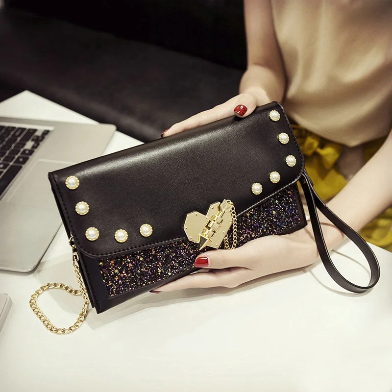 QIAOBAO Evening Bags Women Clutch Bags Evening Clutch Bags Wedding Bridal Handbag Pearl Beaded Handbags Fashion Rhinestone Bags