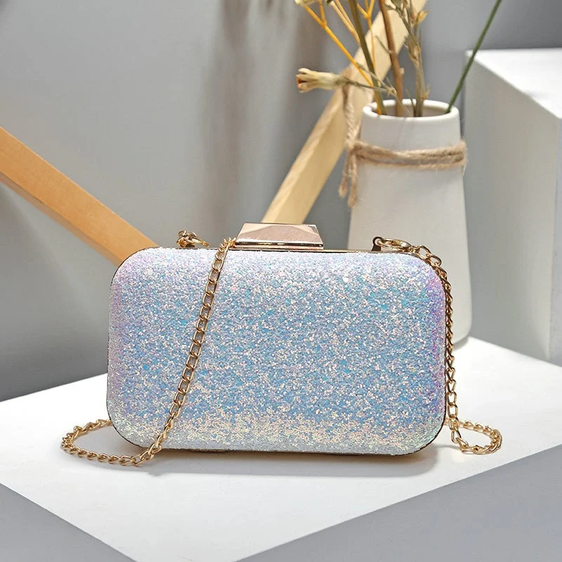 QIAOBAO Women Evening Bag Luxury Blue/Pink Wedding Party Bag Diamond Rhinestone Clutches Crystal Bling Gold Clutch Bag Purses