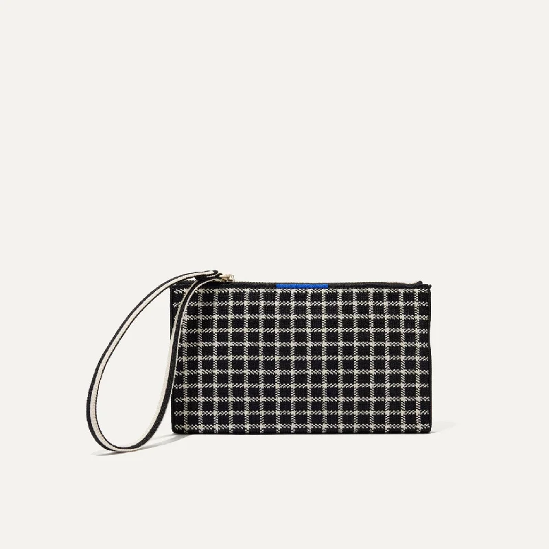 The Wallet Wristlet - Black and Ivory Grid