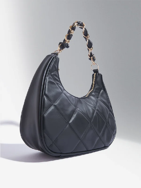 Westside Accessories Black Quilted Hobo Shoulder Bag